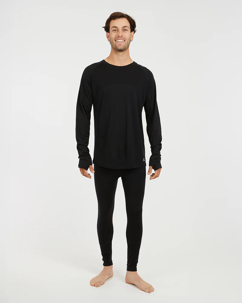 Active200 Merino 200gsm Wool Mens Thermal Base Layer Pants - Black - Image 4