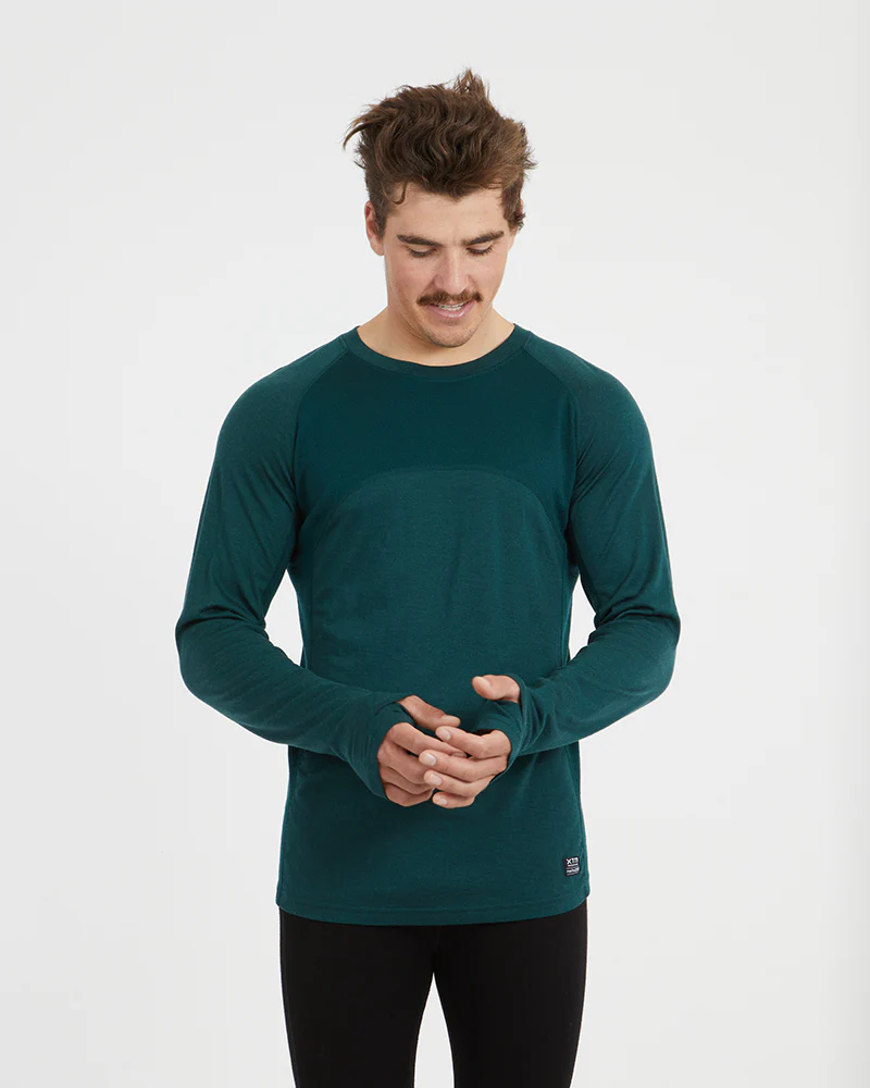 Active200 Merino 200gsm Wool Mens Long-Sleeve Thermal Top - Pine - Image 3