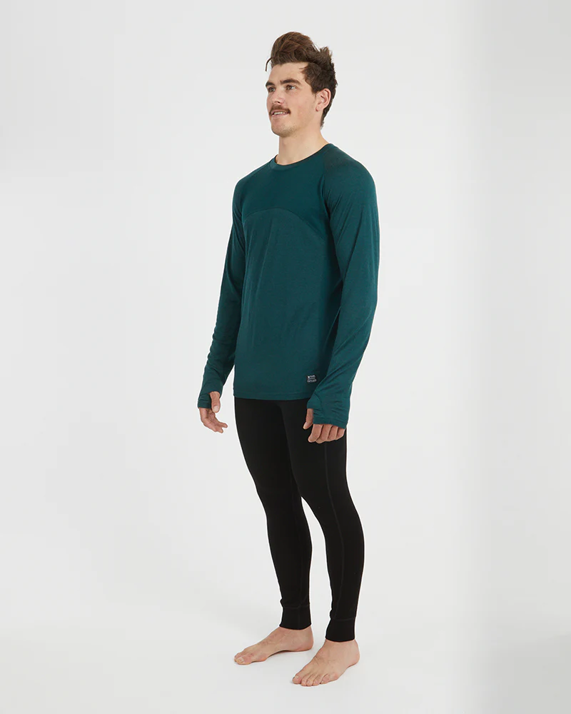 Active200 Merino 200gsm Wool Mens Long-Sleeve Thermal Top - Pine - Image 5