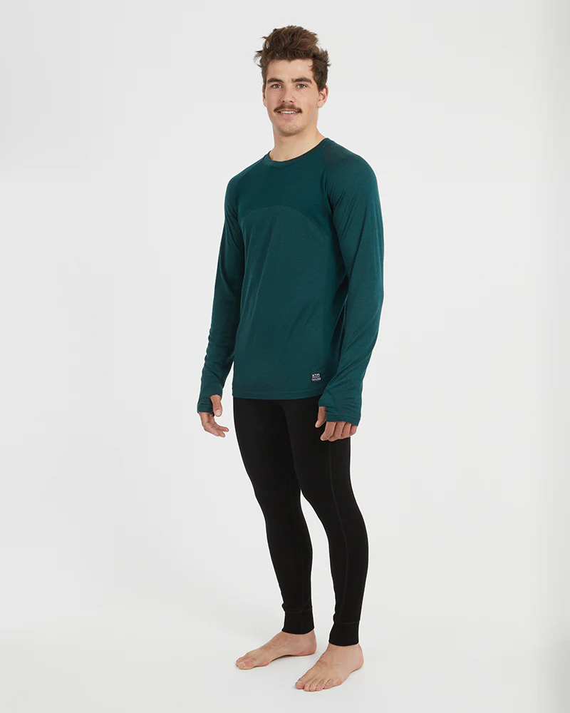 Active200 Merino 200gsm Wool Mens Long-Sleeve Thermal Top - Pine - Image 6