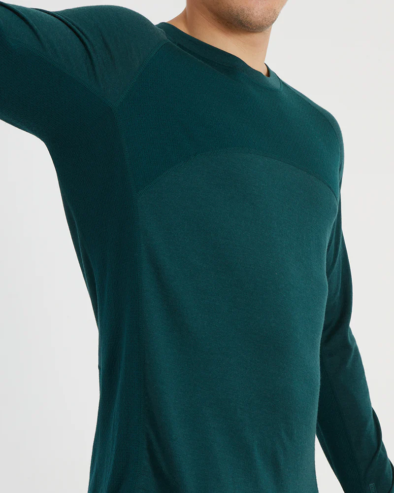 Active200 Merino 200gsm Wool Mens Long-Sleeve Thermal Top - Pine - Image 8