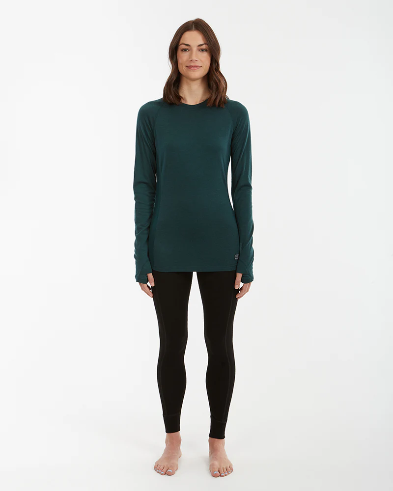 Active200 Merino 200gsm Wool Womens Thermal Long-Sleeve Top - Pine - Image 4