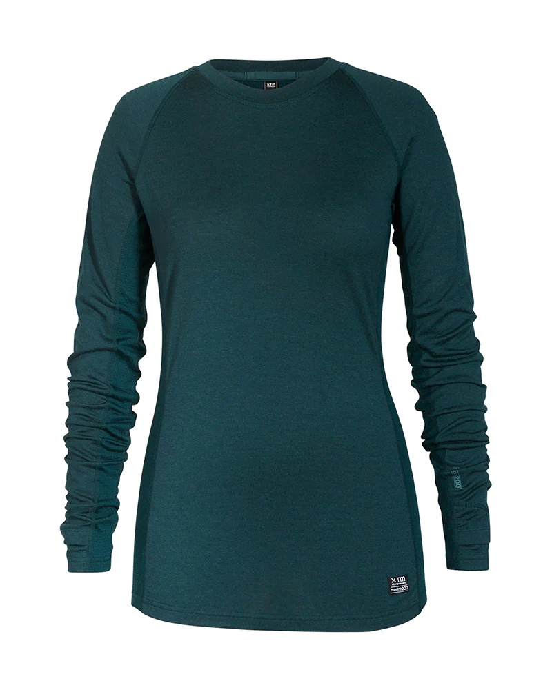 Active200 Merino 200gsm Wool Womens Thermal Long-Sleeve Top - Pine - Image 6