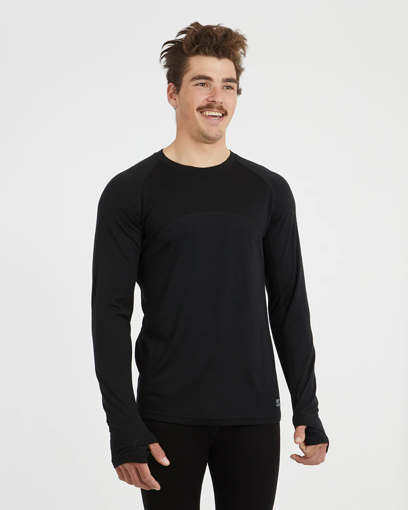 Active200 Merino 200gsm Wool Mens Long-Sleeve Thermal Top - Black - Image 3