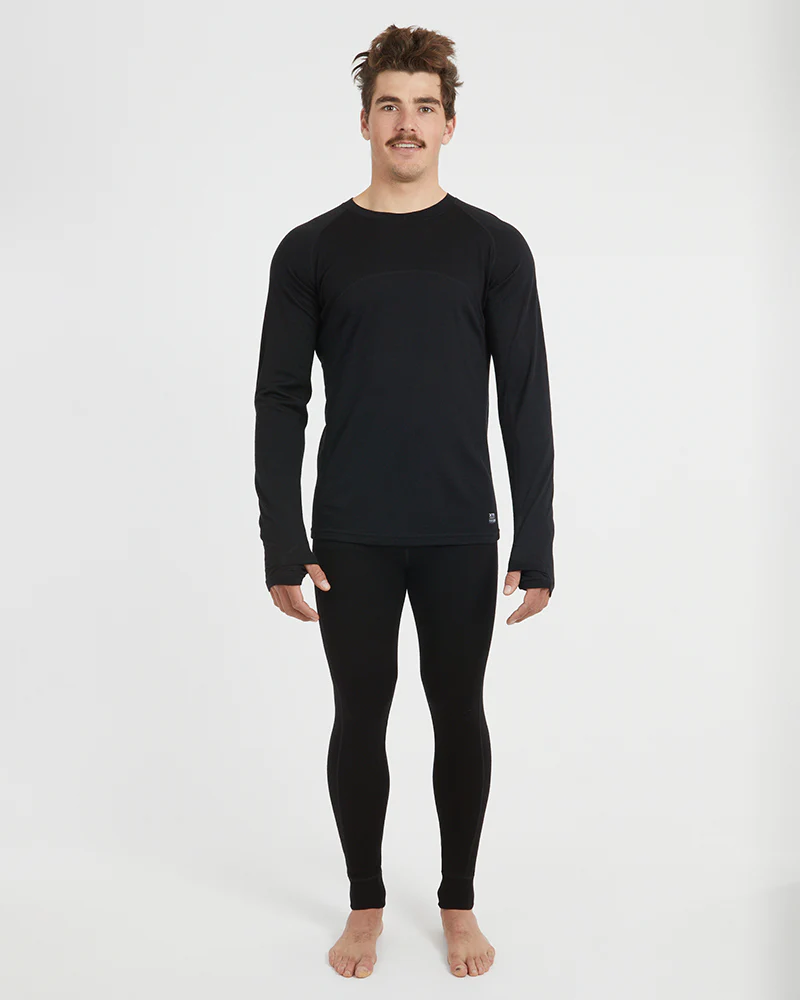 Active200 Merino 200gsm Wool Mens Long-Sleeve Thermal Top - Black - Image 5