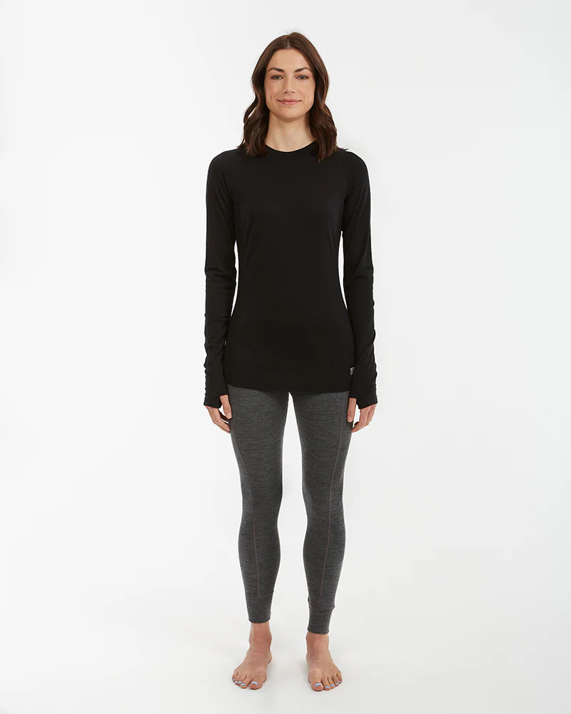 Active200 Merino 200gsm Wool Womens Thermal Long-Sleeve Top - Black - Image 4