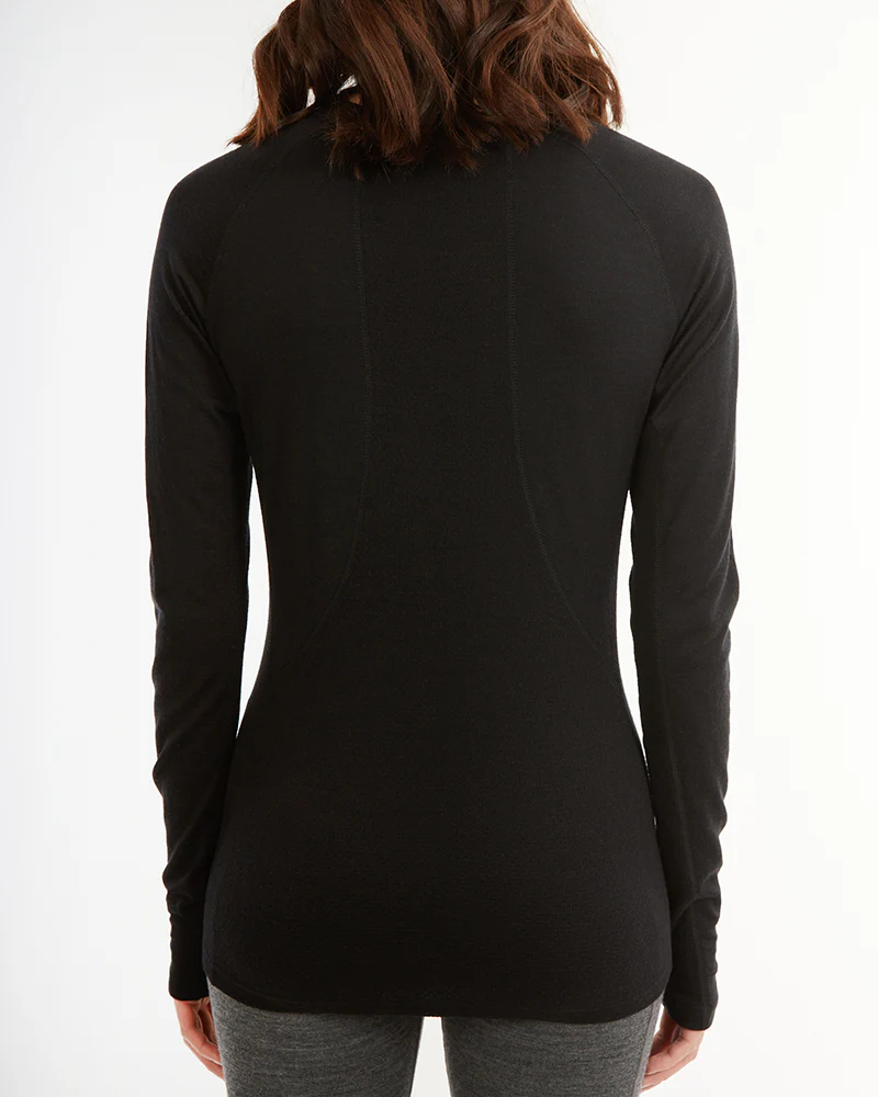 Active200 Merino 200gsm Wool Womens Thermal Long-Sleeve Top - Black - Image 7