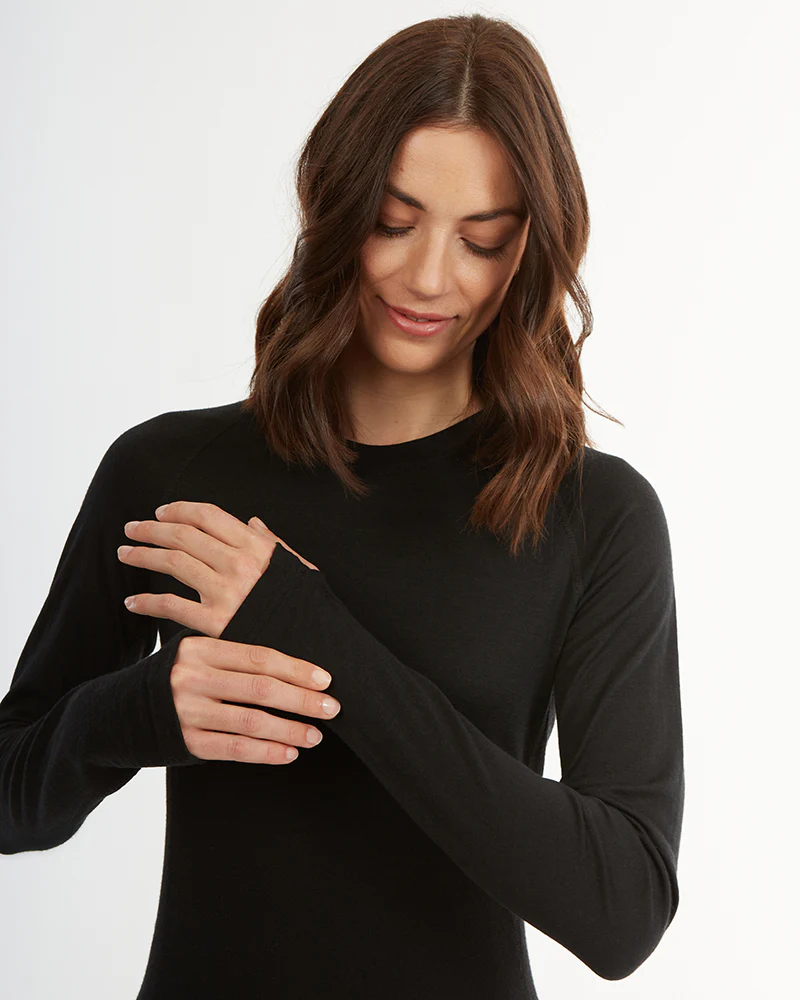 Active200 Merino 200gsm Wool Womens Thermal Long-Sleeve Top - Black - Image 8