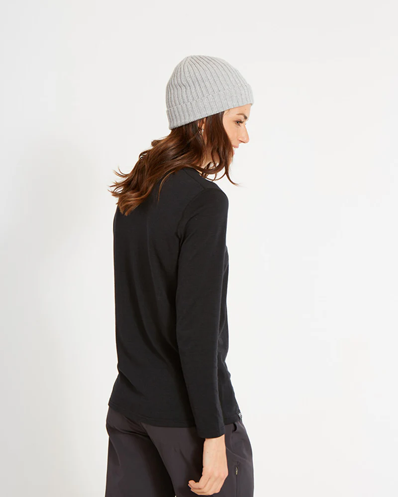 Adventure170 Merino 170gsm Wool Ladies Long Sleeve Thermal Top - Black II - Image 3