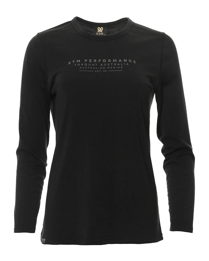Adventure170 Merino 170gsm Wool Ladies Long Sleeve Thermal Top - Black II - Image 4