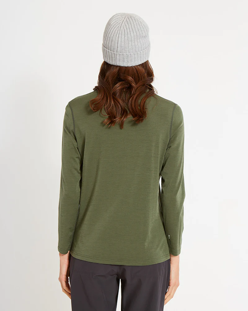 Adventure170 Merino 170gsm Wool Ladies Long Sleeve Thermal Top - Winter Moss - Image 6