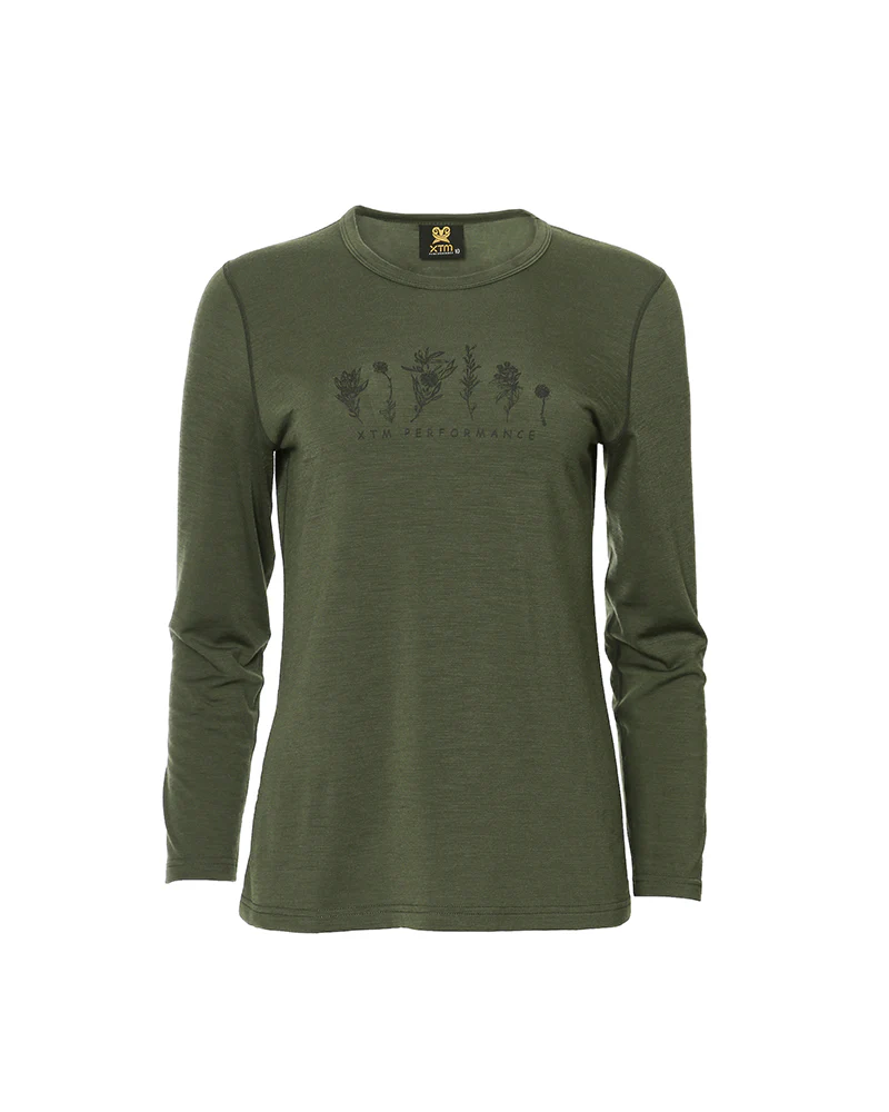 Adventure170 Merino 170gsm Wool Ladies Long Sleeve Thermal Top - Winter Moss - Image 7