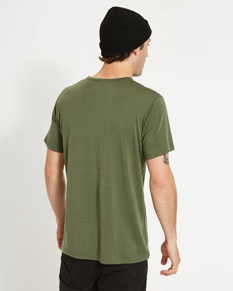 Adventure170 Merino 170gsm Wool Men's Thermal T-Shirt - Winter Moss - Image 3