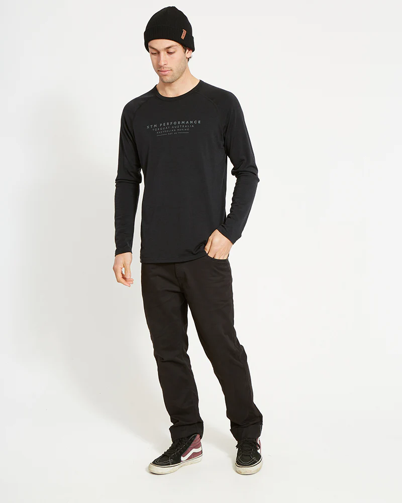 Adventure170 Merino 170gsm Wool Men's Long Sleeve Thermal  - Black II - Image 3