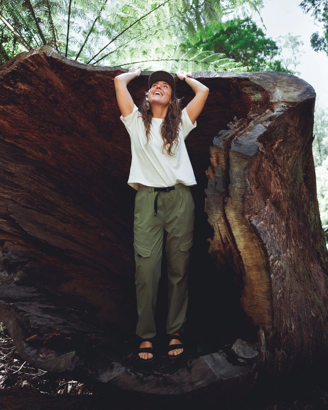 B Free Womens Organic Cotton Hiking T-Shirt Egret - Image 3
