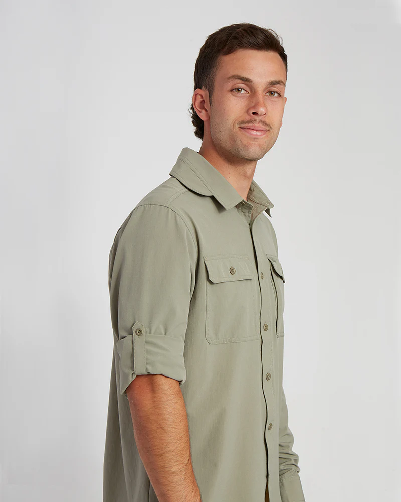 Dunkeld Mens Hike Long-Sleeve Shirt Light Khaki - Image 9