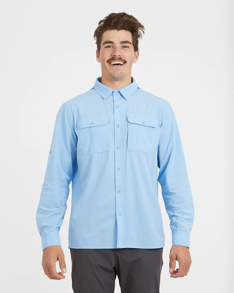 Dunkeld Mens Hike Long-Sleeve Shirt Water Blue