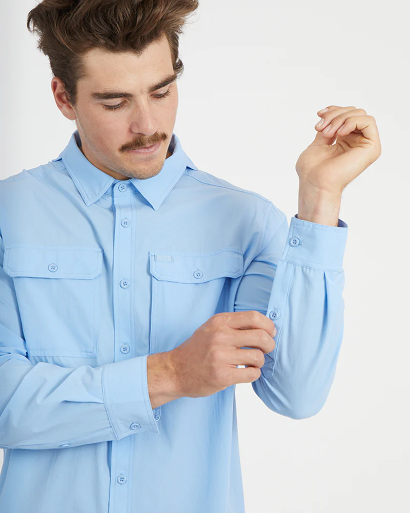 Dunkeld Mens Hike Long-Sleeve Shirt Water Blue - Image 10