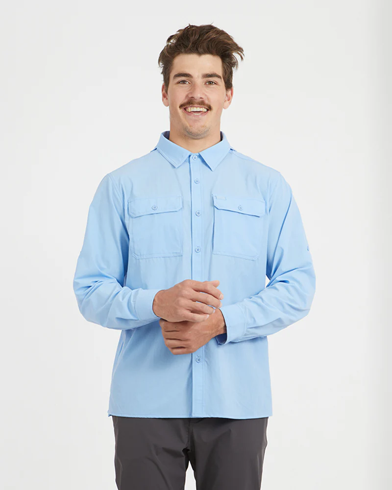 Dunkeld Mens Hike Long-Sleeve Shirt Water Blue - Image 3