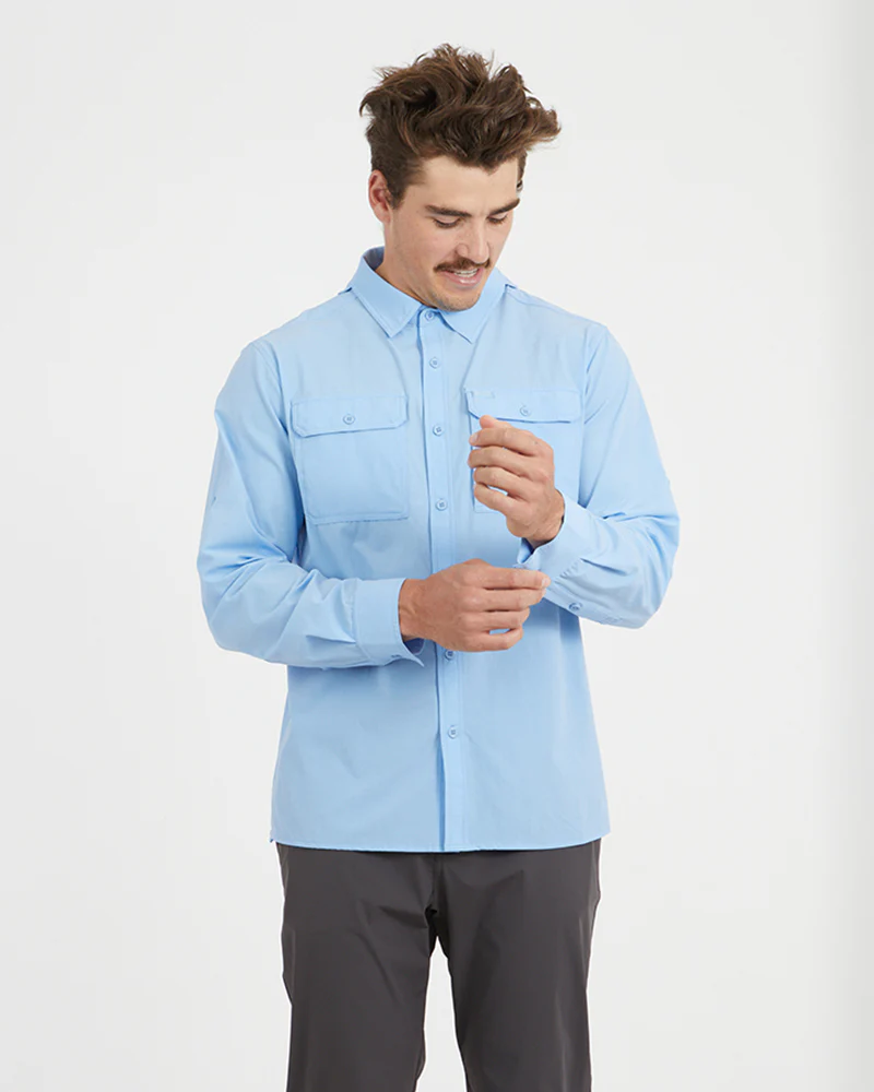 Dunkeld Mens Hike Long-Sleeve Shirt Water Blue - Image 4