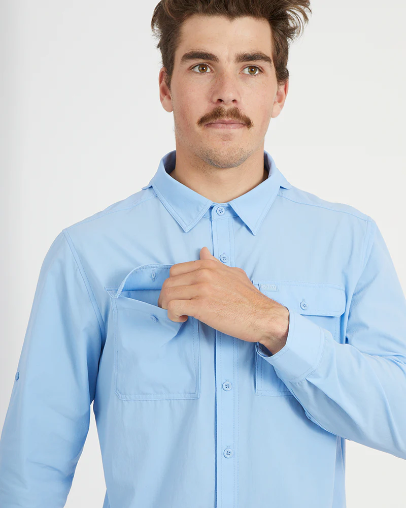 Dunkeld Mens Hike Long-Sleeve Shirt Water Blue - Image 9