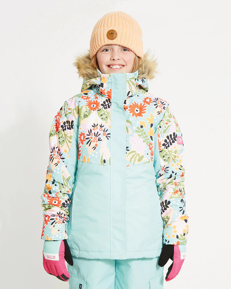 Frankie Youth Girls' Snow Jacket - Turquoise Banksia - SALE