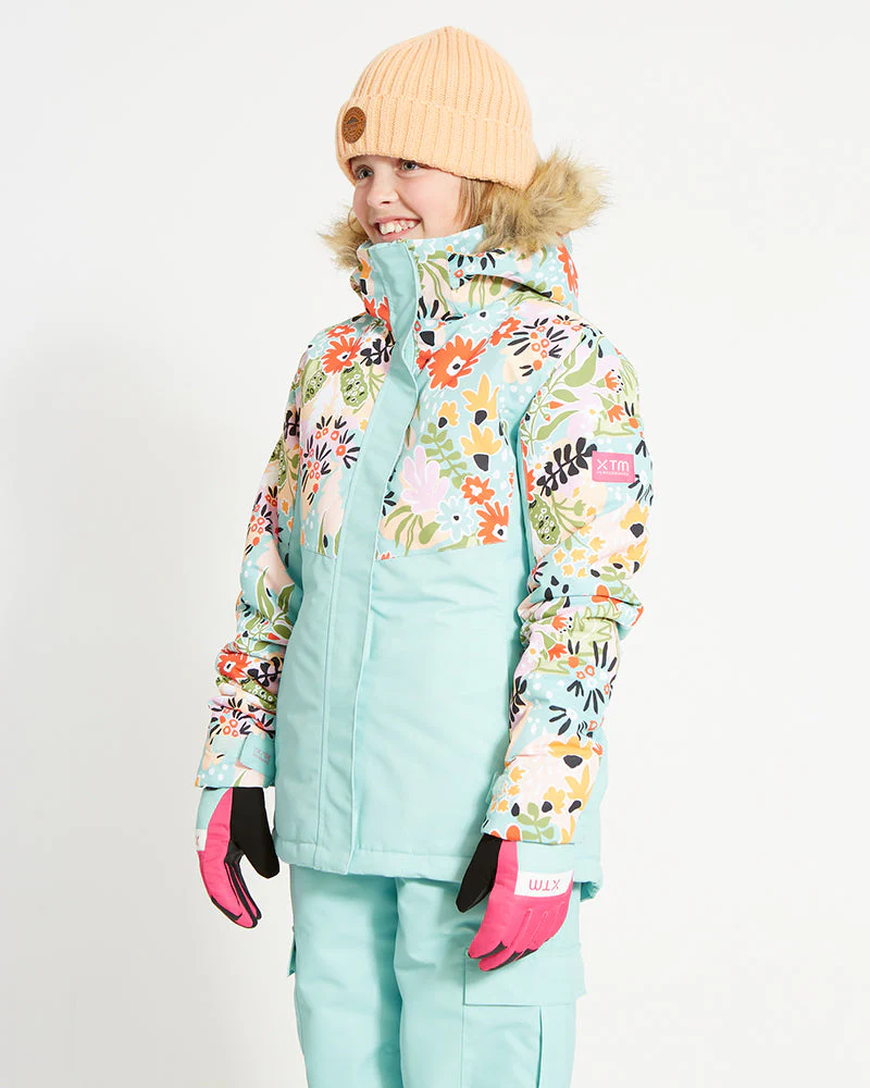 Frankie Youth Girls' Snow Jacket - Turquoise Banksia - SALE - Image 2