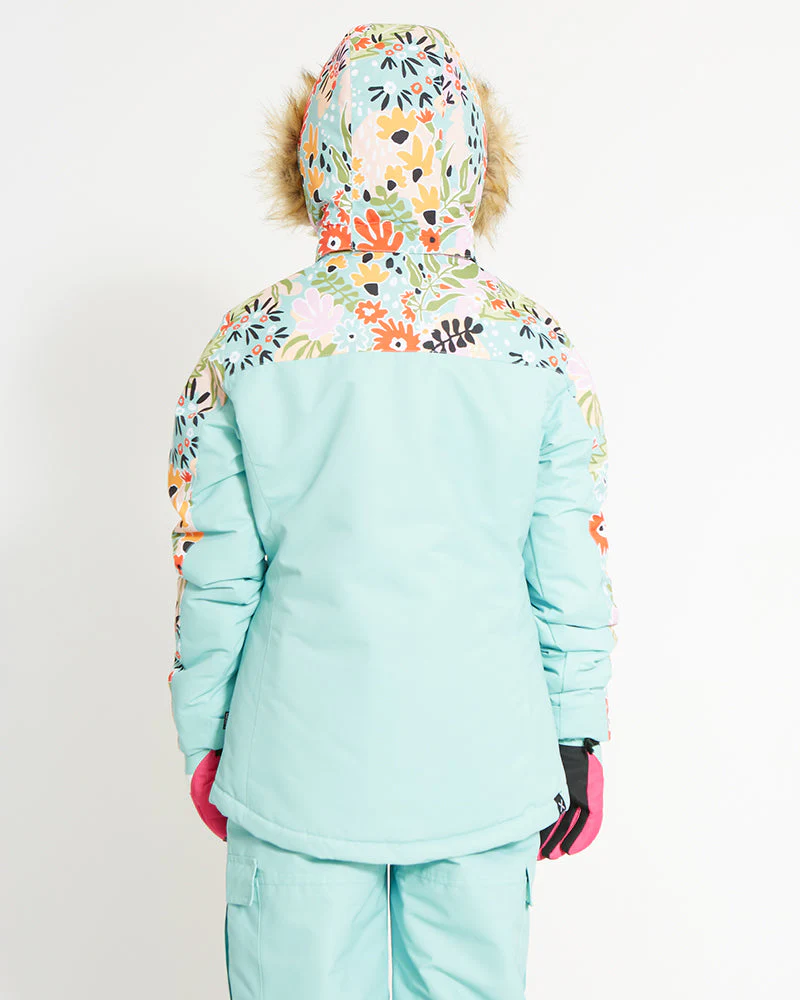 Frankie Youth Girls' Snow Jacket - Turquoise Banksia - SALE - Image 3