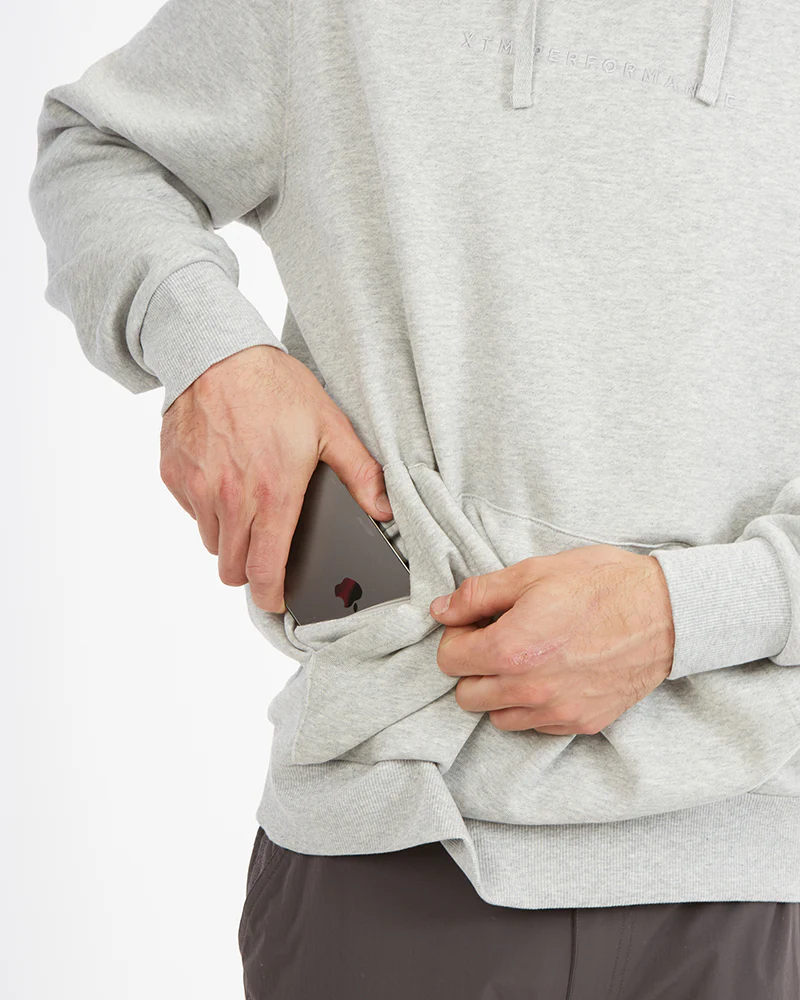Hyams Organic Cotton DWR Unisex Hoodie Light Grey Marle - Image 9
