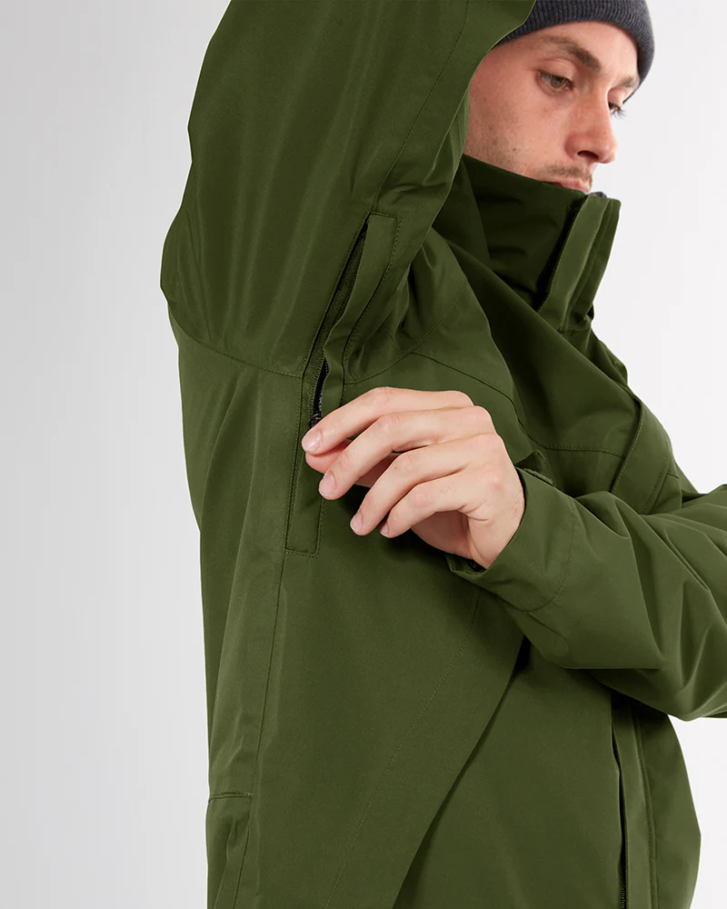 Innisfail II Unisex 3-layer Waterproof Rain Jacket PFAS-Free - Khaki Green - Image 8