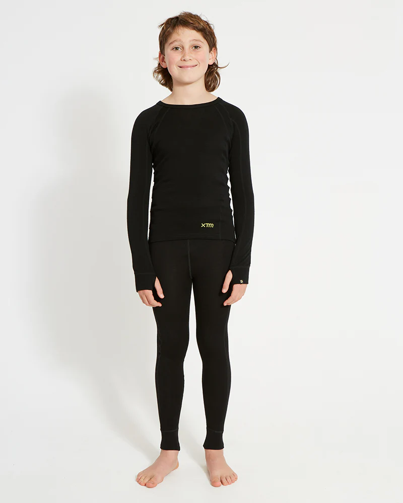 Kids' Merino 230gsm Thermal Pants – Alpine230 – Black - Image 5