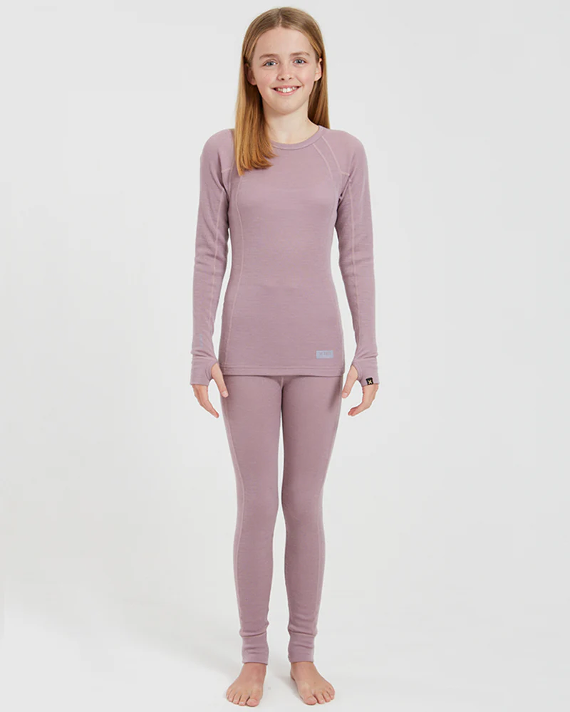 Kids' Merino 230gsm Thermal Pants – Alpine230 – Fog - Image 4