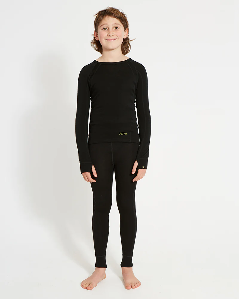 Kids' Merino 230gsm Long Sleeve Thermal Top – Alpine230 – Black - Image 5
