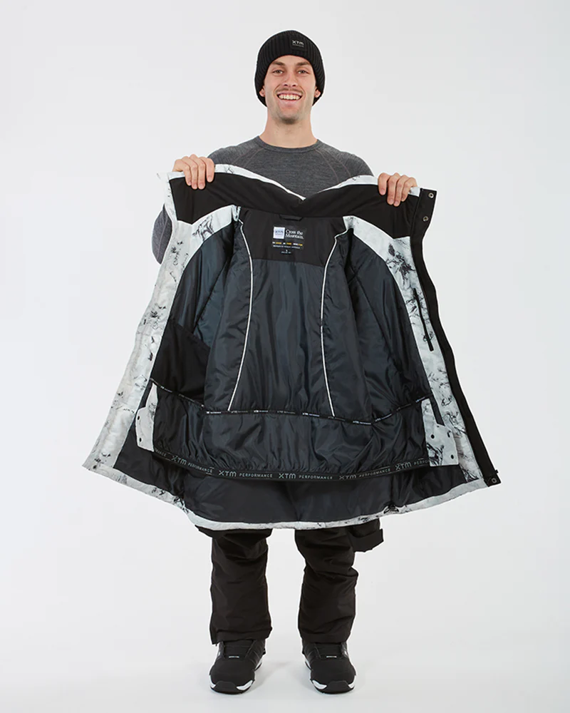 Knox Mens Ski Jacket White Marble - Image 10