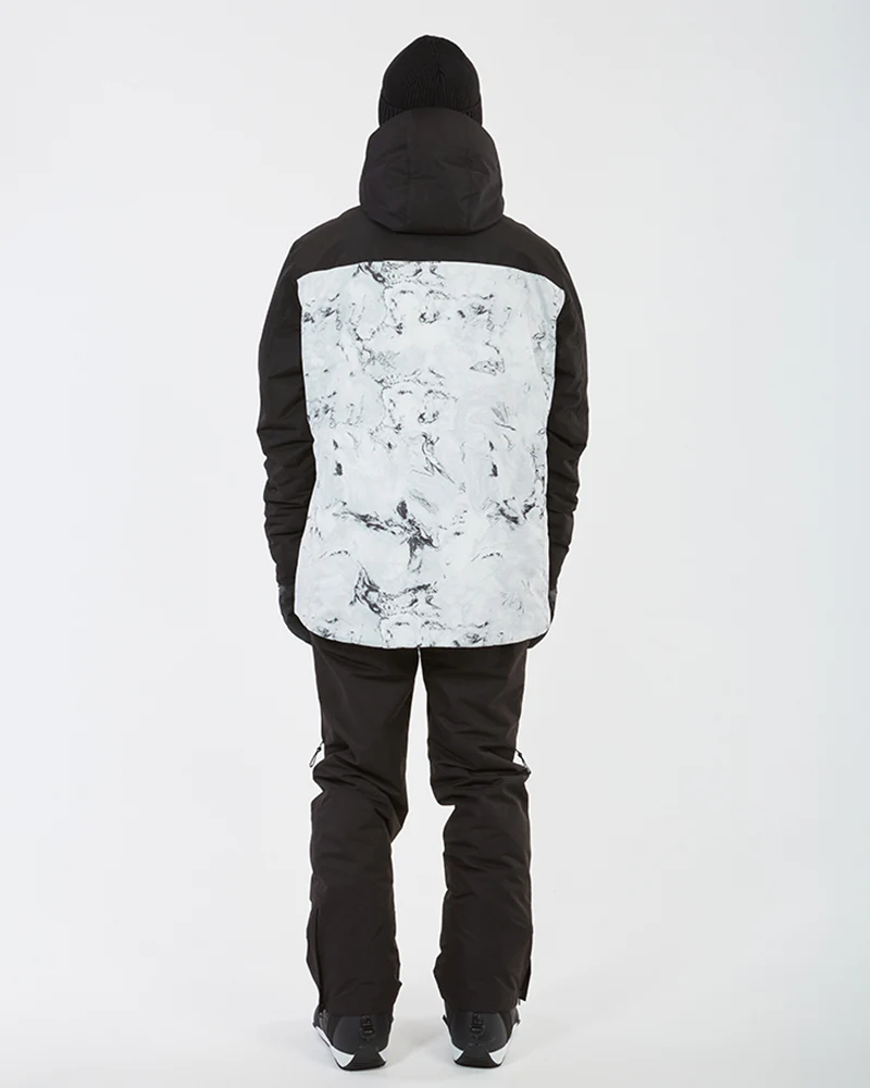Knox Mens Ski Jacket White Marble - Image 11