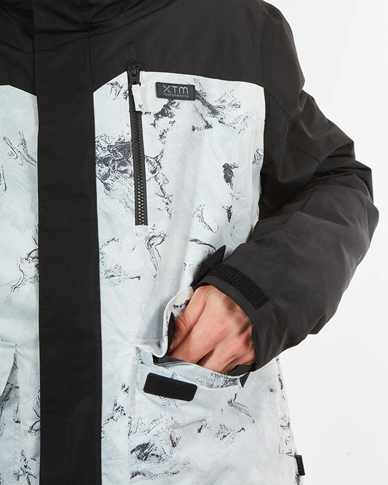 Knox Mens Ski Jacket White Marble - Image 14