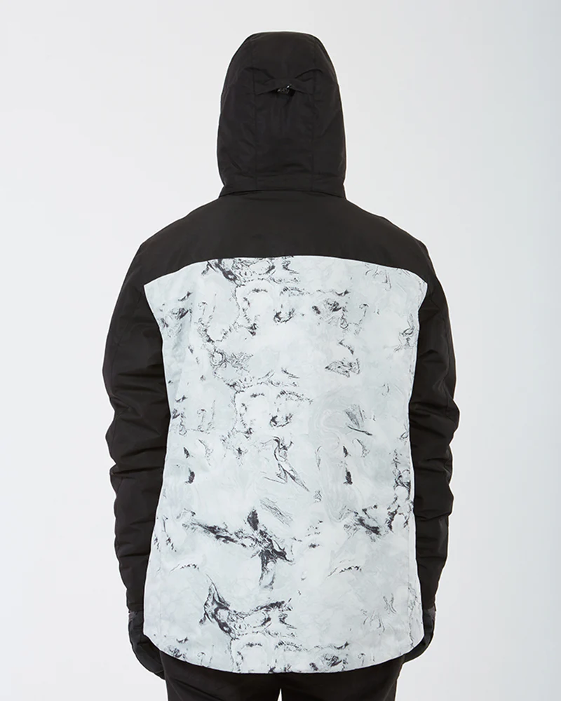 Knox Mens Ski Jacket White Marble - Image 3