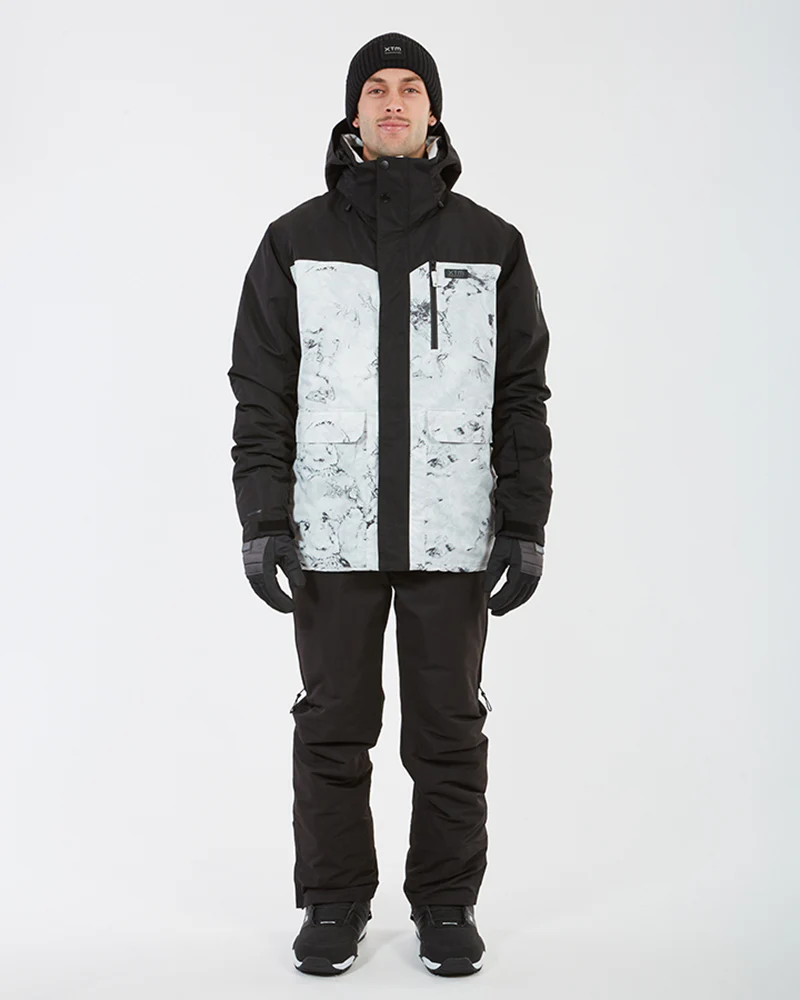 Knox Mens Ski Jacket White Marble - Image 4