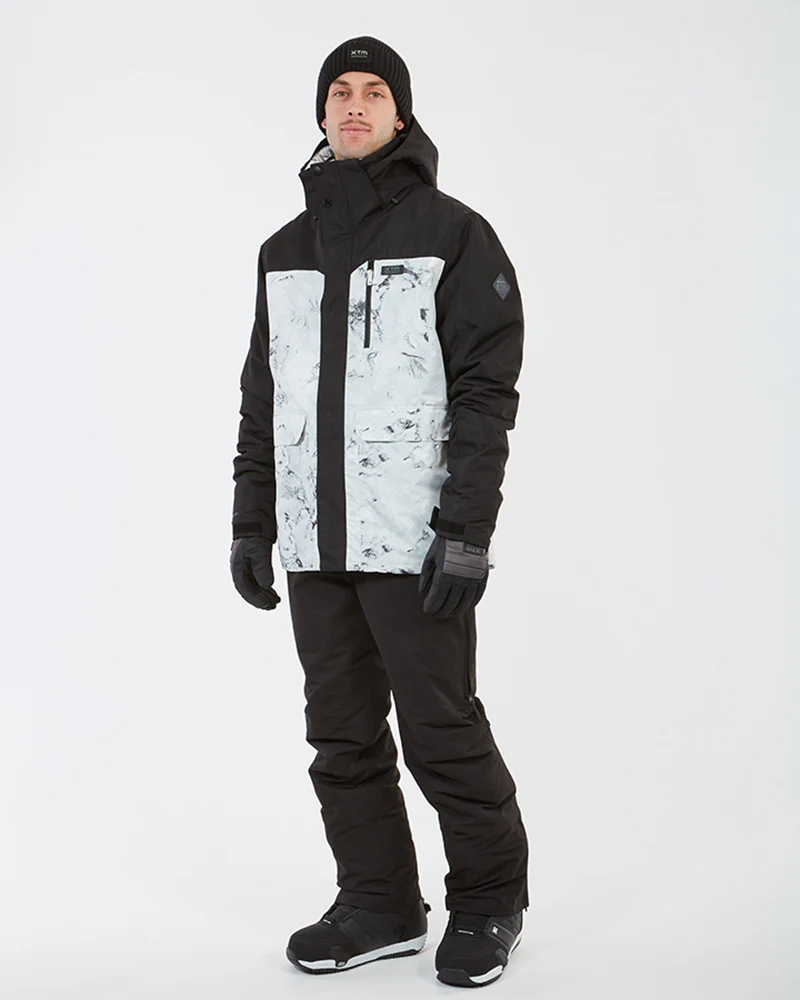 Knox Mens Ski Jacket White Marble - Image 5
