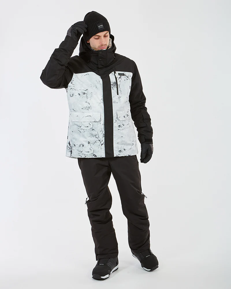 Knox Mens Ski Jacket White Marble - Image 6