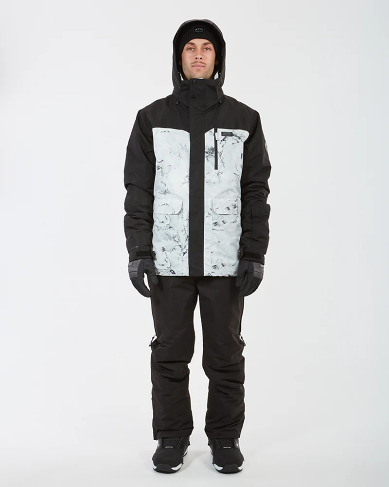Knox Mens Ski Jacket White Marble - Image 8