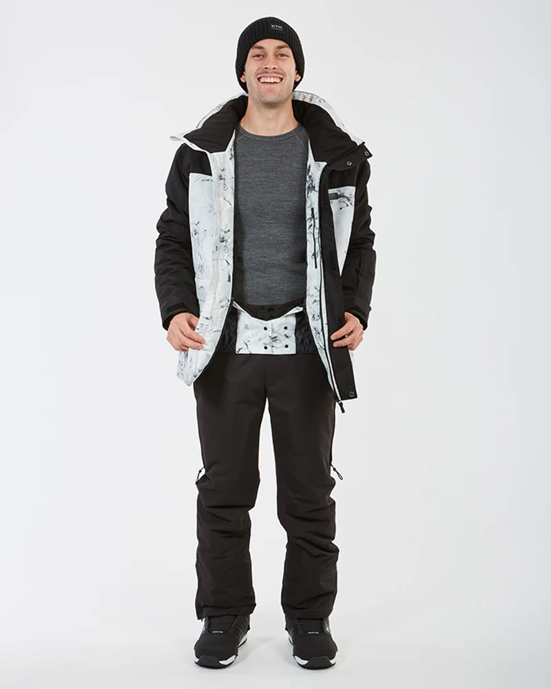 Knox Mens Ski Jacket White Marble - Image 9