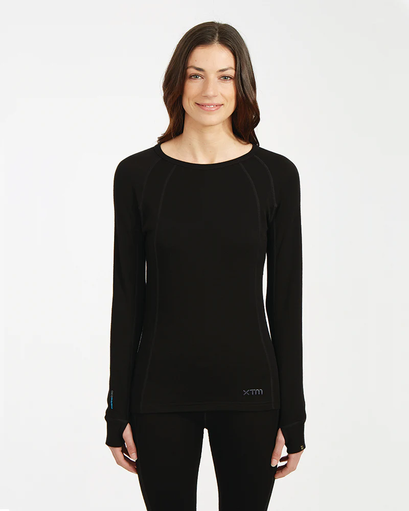 Women's Merino 230gsm Long Sleeve Thermal Top – Alpine230 – Black