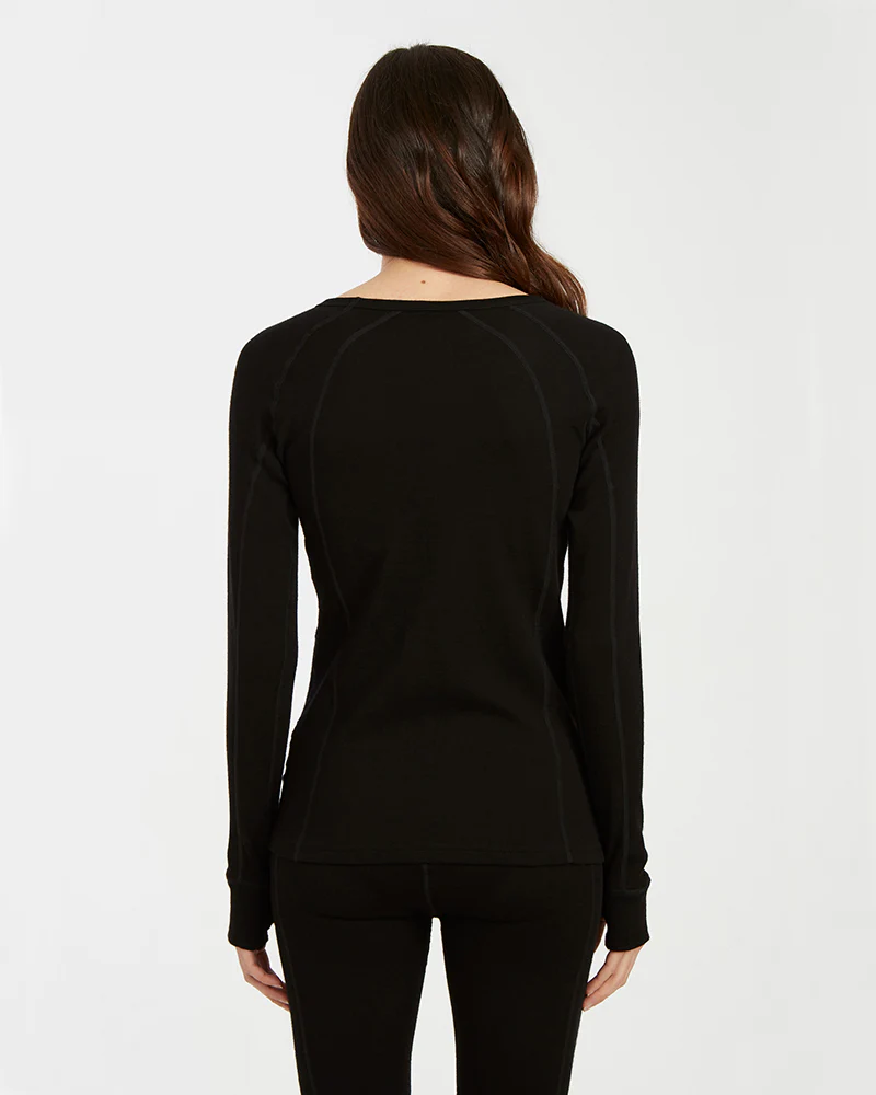 Women's Merino 230gsm Long Sleeve Thermal Top – Alpine230 – Black - Image 3