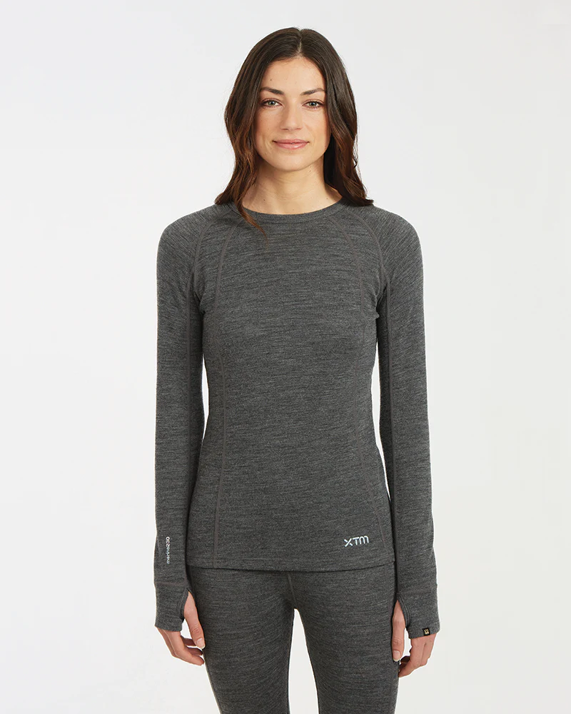 Women's Merino 230gsm Long Sleeve Thermal Top – Alpine230 – Mid Grey Marle