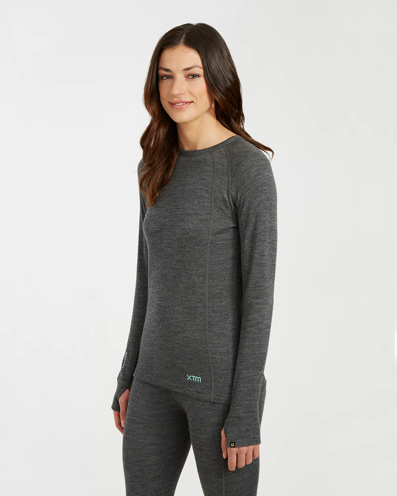 Women's Merino 230gsm Long Sleeve Thermal Top – Alpine230 – Mid Grey Marle - Image 2
