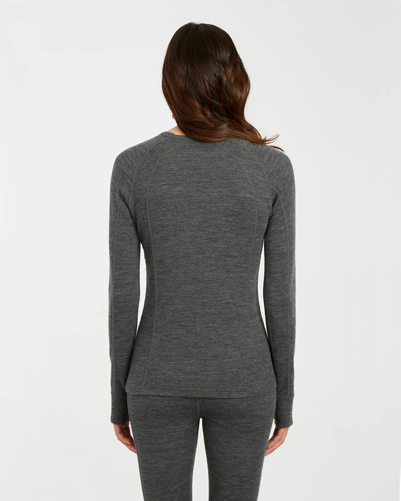 Women's Merino 230gsm Long Sleeve Thermal Top – Alpine230 – Mid Grey Marle - Image 3