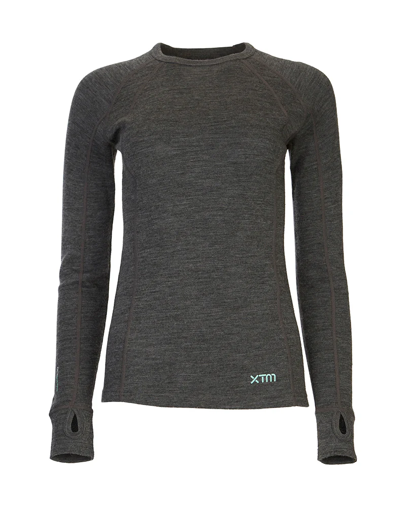 Women's Merino 230gsm Long Sleeve Thermal Top – Alpine230 – Mid Grey Marle - Image 6