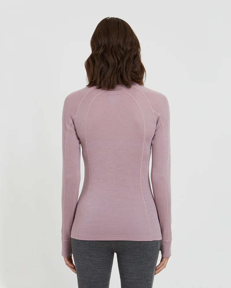 Women's Merino 230gsm Zip Neck Long Sleeve Thermal Top – Alpine230 – Fog - Image 2