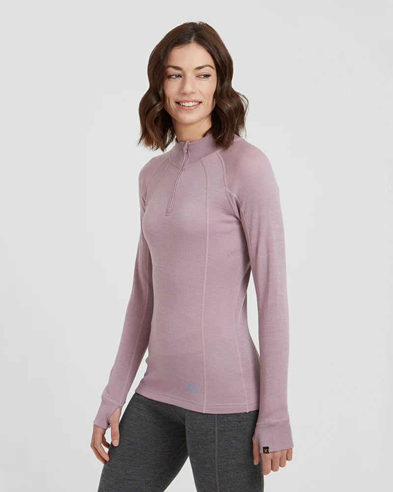 Women's Merino 230gsm Zip Neck Long Sleeve Thermal Top – Alpine230 – Fog - Image 3